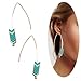Threader Drop Earring Arrow Dangle Hoops Retro Unique Ear Crawler Earrings Climber Long Ear Line Jewelry Green Tone