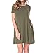 LAINAB Womens Summer Short Sleeve Pocket Draped Loose Swing Casual T Shirt Dress
