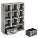 MyGift Wood Shadow Box Shelf, Graywashed Wooden Table Top Display Organizer with 2 Pull Out Drawers for Home, Office Decor