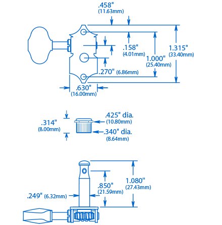 Waverly Guitar Tuners with Butterbean Knobs, for Solid Pegheads, Nickel, 3L/3R