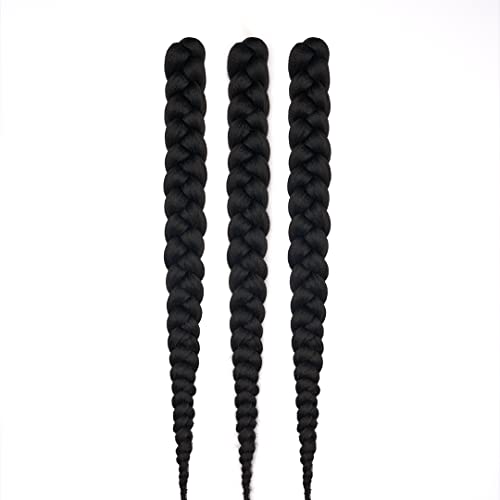 Photo 1 of Dosso Beauty 3 Pack Hypoallergenic Pre-Stretched Braiding Hair, 28 Inches, Itch-Free, Fast Drying, Hot Water Set, Light-weight-85g, Synthetic, Natural Looking color-(#1B)