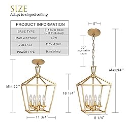 Untrammelife 4-Light Aged Gold Lantern Pendant