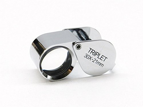 30X JEWELRY LOUPE JEWELERS TRIPLET 21MM SILVER LOUPE LEATHER CASE + FREE CHAIN (E 4)