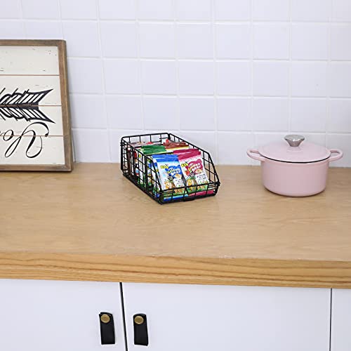 Wire Basket with 6 Removable Dividers, 3 Pack Stackable Metal Storage