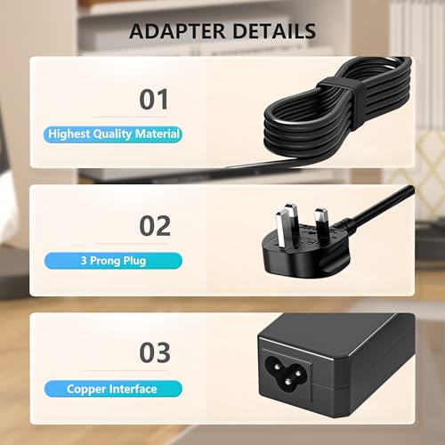 NATNO 65W AC Adapter for Lenovo Z40 Z50 Z50-70 Z50-75 G40 G50 G50-70 G50-80 Thinkpad L440 L460 L470 T440 T450 T460 T470 T540 T560 X230 X240 X250 Power Cord (Yellow Square Tip - Not Type C)