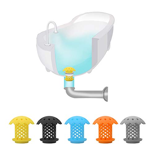FChome 2 Pack Bathtub/Sink Drain Hair Catcher Protector Strainer,FDA Grade Silicone Bathroom Sink Drain Protector Hair Strainer/Snare Sizes 1.5’’and 1.75’’,Blue
