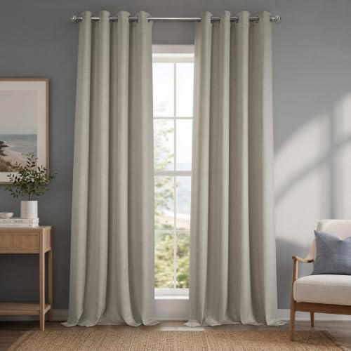 HPD Half Price Drapes Grommet Linen Curtains 108 Inches Long Room Darkening Curtains for Bedroom & Living Room (1 Panel), 50W x 108L, Oatmeal