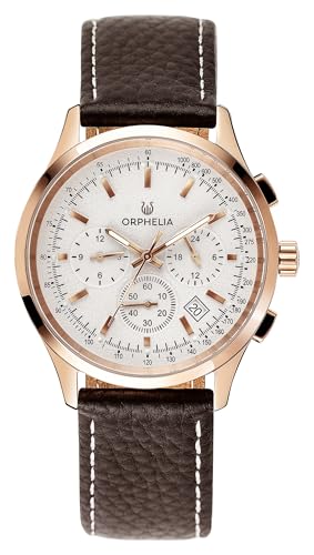 Montre homme ORPHELIA Quartz- Affichage Multi-cadrans bracelet Cuir Marron et Cadran Argent OR81703