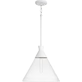 Capital Lighting 350311XW Paloma Modern Clear Glass Cone Pendant Ceiling Light Fixture, 1-Light 100 Watt, 14"H x 15"W, Textur