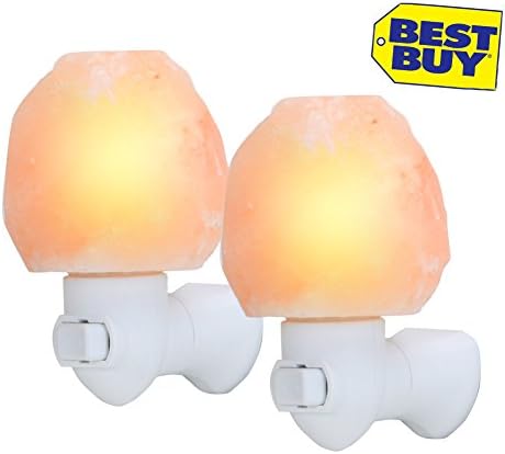 SCOMAS Salt Lamp, 2 Pack Natural Himalayan Rock Crystal Mini Hand Carved Natural Glow Pink Sea Crystal RockCarved Night Light 7W Safety with UL Approved Wall Plug for Air Purifying Bedroom Decoration
