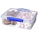 Sistema KLIP IT Collection Large Rectangle Food Storage Container with Split Compartments, 64 oz./1.9 L, Clear/Blue