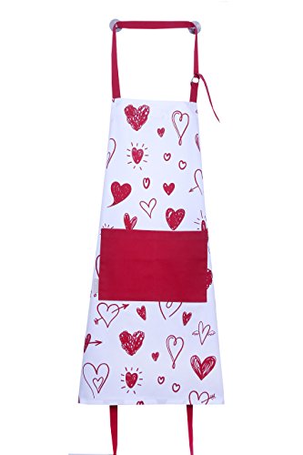 Set of Apron,Oven Mitt,Pot Holder, Pair of Kitchen Towels in a Valentine Hearts Design, Made of 100% Cotton, Eco-Friendly & Safe, Value Pack and Ideal Gift Set, Kitchen Linen Set By CASA DECORS