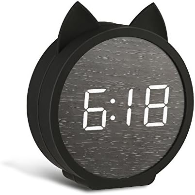 BOERA Alarm Clock for Kids Bedroom,OK to Wake Wooden Alarm Clock Large Display Time Temperature USB/Battery Powered