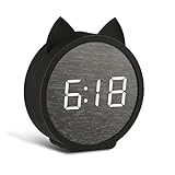 BOERA Alarm Clock for Kids Bedroom,OK to Wake Wooden Alarm Clock Large Display Time Temperature USB/Battery Powered