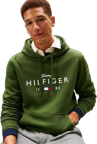 Sweat à Capuche MW0MW41427 pour Homme « Love BIG Hilfiger », Vert, S, Vert (pin de Montagne), S