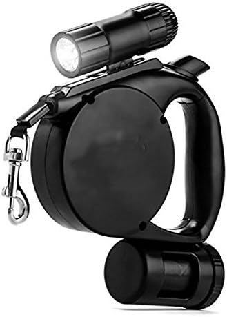 Simple Pet Xtreme Accessories Retractable Leash w Flash Light &amp; Bag Dispenser -Black