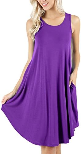 peassa Women's Sleeveless Pockets Casual Swing T-Shirt Short Dresses