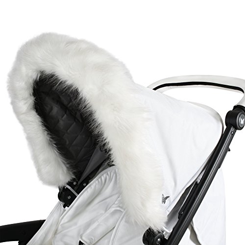 My Babiie White Pram Hood Fur Trim