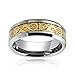 Bling Jewelry Golden Silver Two Tone Celtic Knot Dragon Inlay Couples Titanium Wedding Band Rings for Men for Women Comfort Fit 8MM