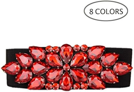 Dorchid Women Belt for Dress Luxury Beaded Crystal Wide Stretch Belts Classic