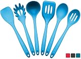 StarPack Premium XL Silicone Kitchen Utensil Set (6 Piece), High Heat Resistant to 600°F, Hygienic One Piece Design, Large Non Stick Spatulas & Serving Utensils - Teal Blue