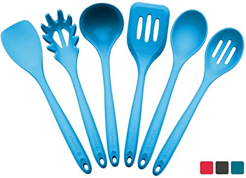 StarPack Premium XL Silicone Kitchen Utensil Set (6 Piece), High Heat Resistant to 600°F, Hygienic One Piece Design, Large Non Stick Spatulas & Serving Utensils - Teal Blue