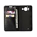 Compatible with Microsoft Lumia 950 Case,iCoverCase Genuine Leather Wallet Case [Slim Fit] Folio Book Design with Stand and Card Slots Flip Case Cover for Lumia 950 5.2 inch(Black)