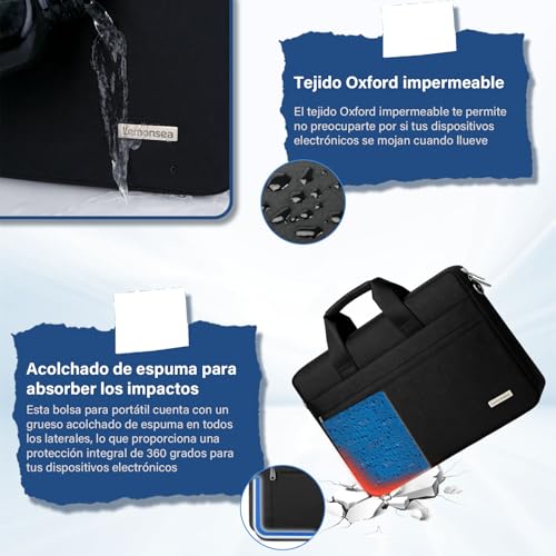 LEMONSEA Portafolios para Hombre, Funda para Laptop Tipo Bandolera, Maletin para Laptop de 15.6 Pulgadas Lmpermeable, Maletin para Hombre para Viajes de Trabajo y Negocios Negro