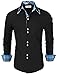 TAM WARE Mens Trendy Slim Fit Inner Checkered Button Down Shirt TWNMS323S-BLACK-US XL
