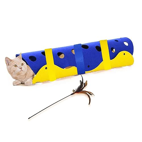 Cat Tunnels for Indoor, Foldable Felt Cat Tunnel Bed, DIY Cats Play Mat