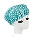 Eslite Waterproof Double Layers Shower Caps for Women(Green, White Dot)