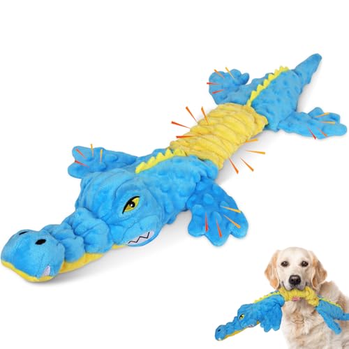 Homounter Crocodile Dog Toy Squeaky Plush Chew Crinkle