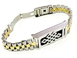 BSI Two Tone Silver & Gold Metal Links Chain Bracelet With Unique Design Silver Color Metal Housing For Fitbit Flex Activity Wristband Tracker