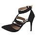 BESTON BA98 Women's Pointed Toe Closed Back Ankle Strap Stiletto Heel Dress Pump