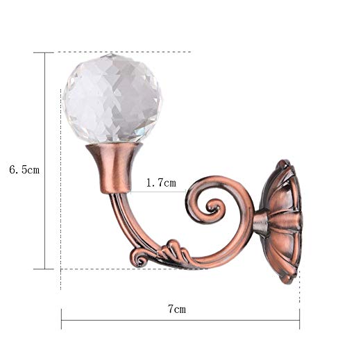 Quaanti 2Pcs Glass Crystal Curtain Holder,Wall Mounted Metal Curtain Holdbacks,Window Tie Back Clips Wall Hook Tassel Holder Curtain Holdbacks Tassel Multi Use Wall Hook Coat Hanger (Rose Gold)