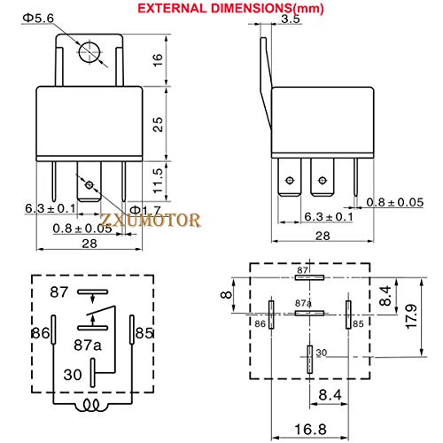 ZAIXU 5 Pack - DC 12V Car SPDT 5 Pin 5 Wires Automotive Relays Switch with Harness Wires Socket 30/40 Amp Bosch Style
