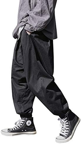 Kogarasi ワイドパンツ サルエルパンツ メンズ 袴パンツ ゆるゆる ジョガーパンツ ロング ズボン 無地 ビッグ ウェストゴム紐付き ブラック グリーン カーキ ヒップポップ オールシーズン