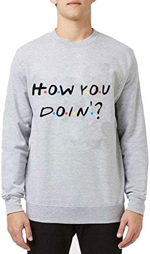 WENFUMEI How You Doin？ 3D Print O-Neck Fleece Plus Size Long Sleeve Men's Sweatshirt