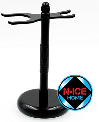 Razor Stand (Black)- Deluxe Chrome Razor Stand, Safety Razor Stand, Shaving Brush Stand, Straight Razor Stand, Boyfriend Gifts, Anniversary Gifts for Him, Husband Gifts, Boyfriend Gifts for Him, (Black)