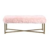 HomePop Faux Fur Rectangle Bench, Pink