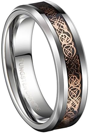 6/8mm 18K Rose Gold Celtic Tungsten Carbide Wedding Band Engagement Matching Couple Ring