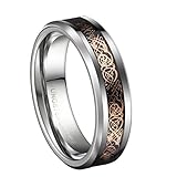 18K Rose Gold Plated Celtic Dragon 6mm Tungsten Carbide Wedding Band Ring Size 9.5