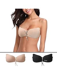 Aisprts Strapless Bra Self Adhesive Backless Bras Silicone Push up Bra for Women