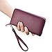 Moflycom Womens Wallet RFID Blocking Genuine Leather Zip Around Wallet Clutch Wristlet Travel Long Purse for Women