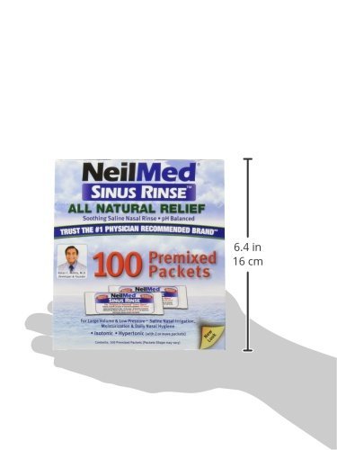 NeilMed Sinus Rinse 100 Premixed Packets – All Natural Nasal Irrigation for Sinus Relief, Moisturization, and Daily Hygiene – Drug-Free, Preservative-Free (Pack of 2)