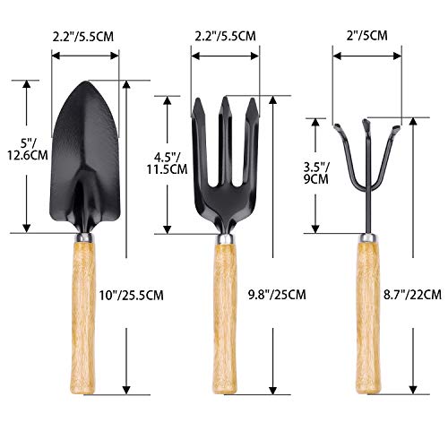 Bonsai Tools Kit 9 PCS for Starter - Fold Scissor, Brush, Tweezer, Mini Rake, Shove Weeding Fork Set
