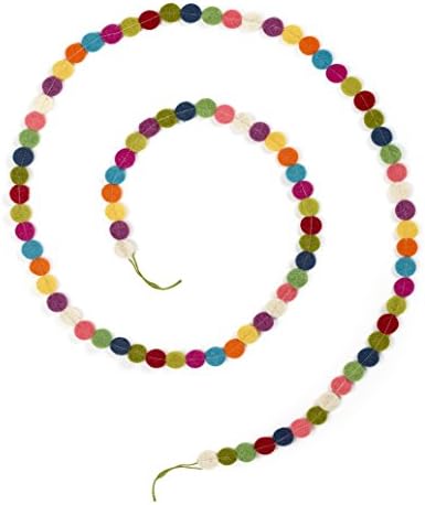 Arcadia Home G8M Christmas Garland with Wool Dots, Set of 3, 3 Piece