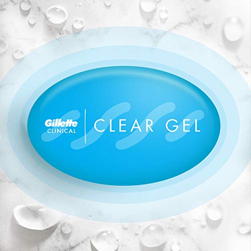 GILLETTE CLINICAL ANTIPERSPIRANT AND DEODORANT FOR MEN, 72HR SWEAT & ODOR PROTECTION, LONG LASTING FRESHNESS, ANTI-WHITE MARK TECHNOLOGY, CLEAR GEL, COOL WAVE SCENT, 1.6 OZ (PACK OF 3)