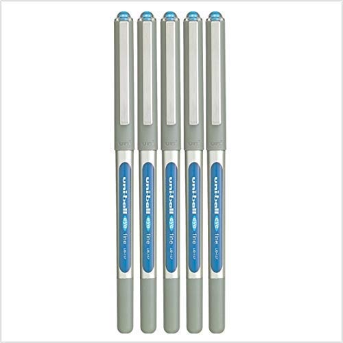 5 X UNI-BALL Eye UB-157E Roller Ball Pen FINE (0.7mm) Light Blue