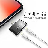 LoveMei 2 in 1 Lightning Headphone Adapter, Iphone Charge and Headphone Adapter, Lightning Audio Adapter for Iphone x, 8/ 8Plus, 7/ 7Plus. IPhone Splitter, Black